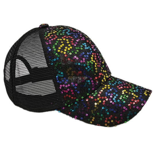 Sequin Leopard Baseball Cap with Meshed Back (Multi Color)