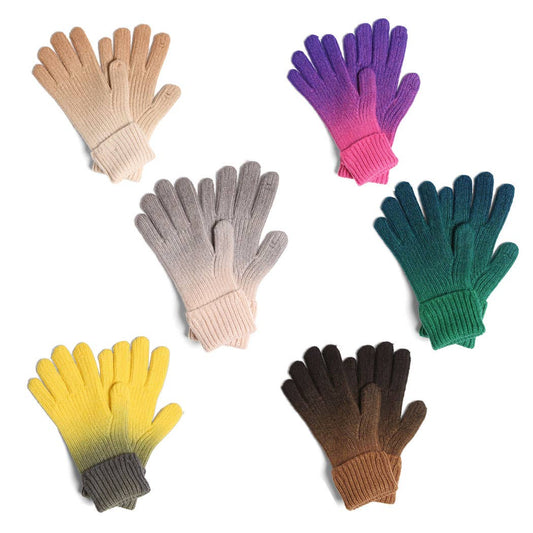 Gradient Cable Knitted Cuff Gloves (5 Colors)