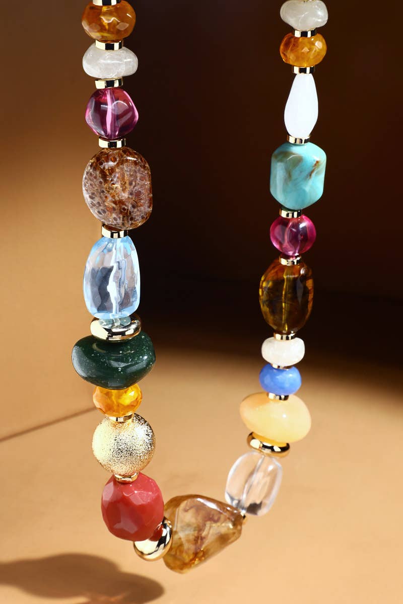 Colorful Mixed Natural Stone Necklace: Multi(Mu) / OS