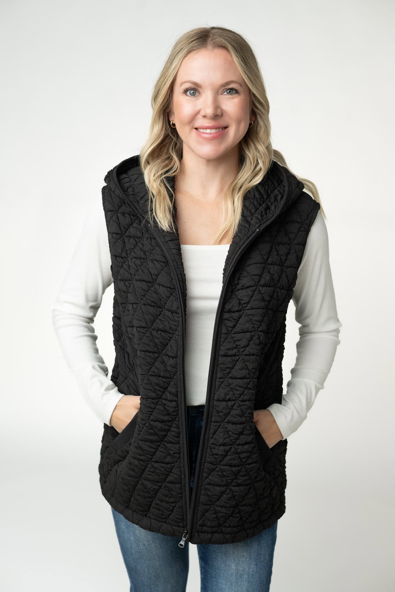 Heather Geometric Hooded Vest - 3 Colors