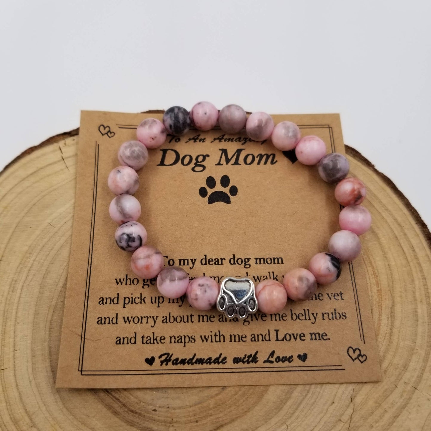 Natural Stone Dog Mom Bracelet - 2 Colors
