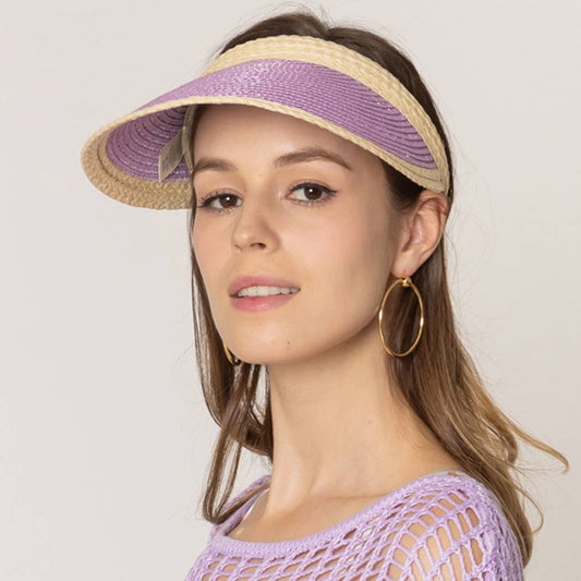 Colored Straw Sun Visor Sun Hat (Lavender)