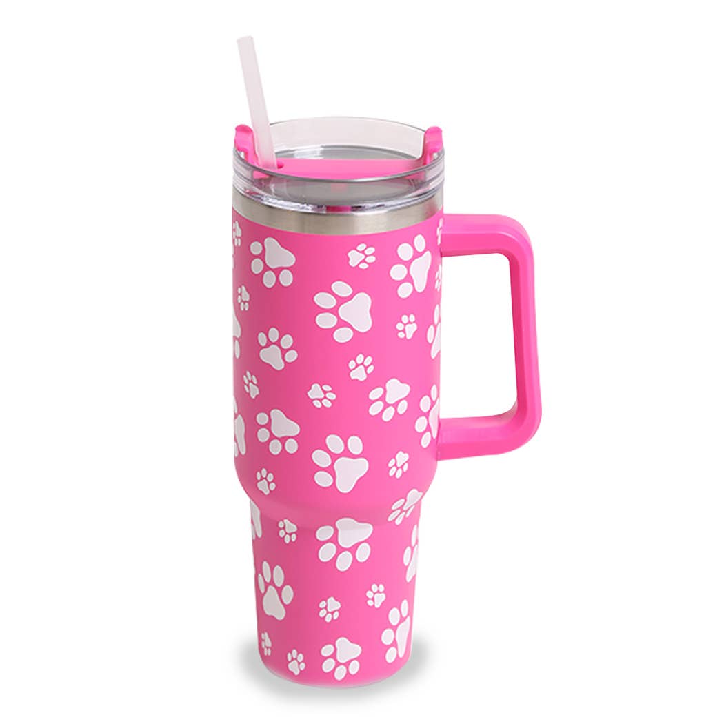 Paw Prints Patterned 40oz Tumbler with Handle