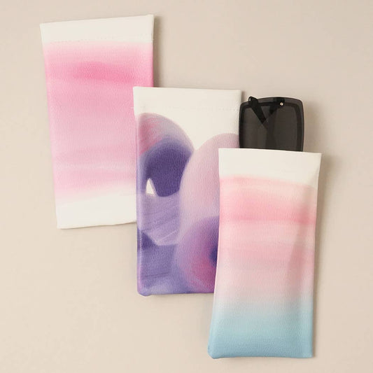 Water-color Printed Glasses Pouch w Cleaning Cloth