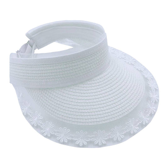 Straw Sun Visor with Floral Lace Decoration (Ivy)