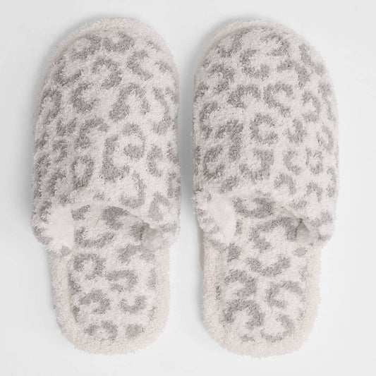 Winter Luxury Soft Leopard Pattern Slipper (Grey)