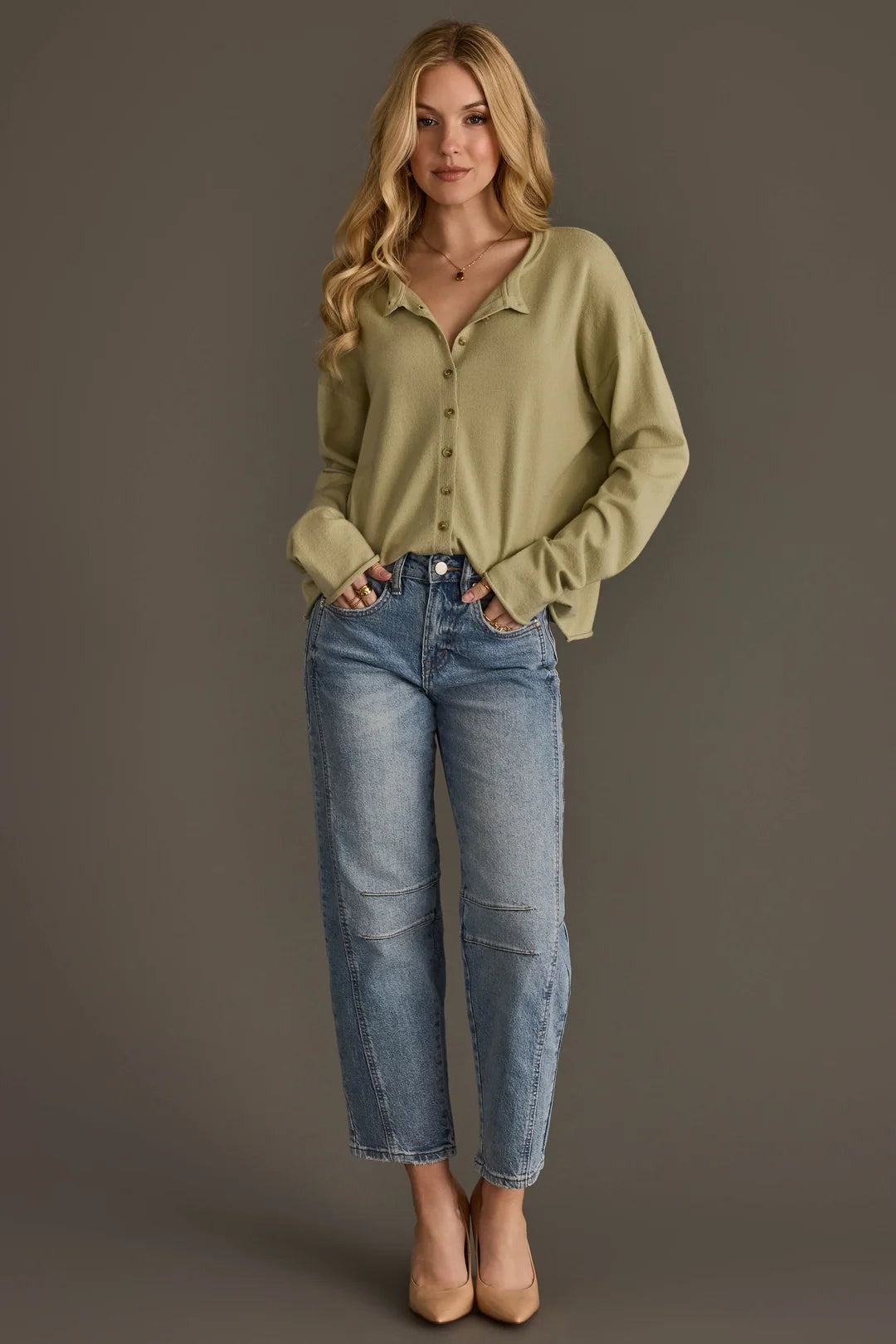 Light Green Button Up Cardigan