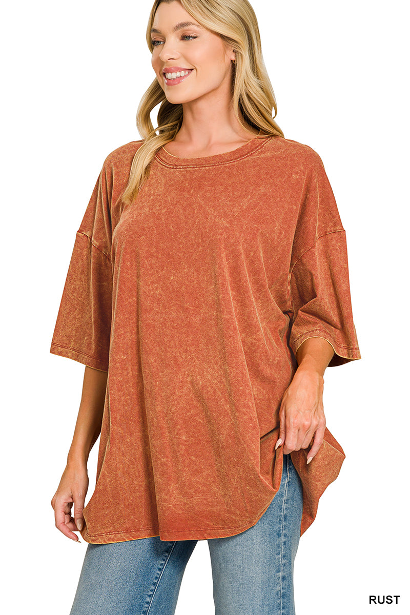 Acid Wash Oversized Boyfriend Tee - 2 Colors
