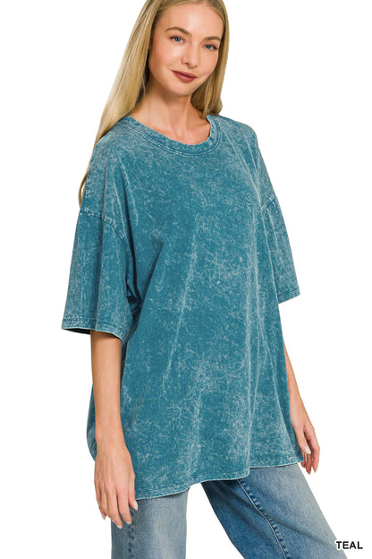 Acid Wash Oversized Boyfriend Tee - 2 Colors