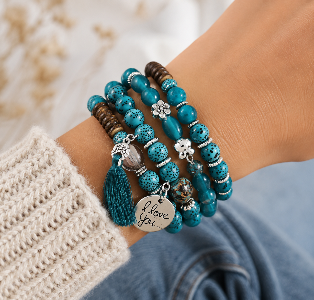 Boho Charm Multi-Layer Bracelet Set