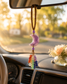 Natural Stone Crescent Moon Hanging Charm – Car Charm, Purse Charm & Decorative Pendant