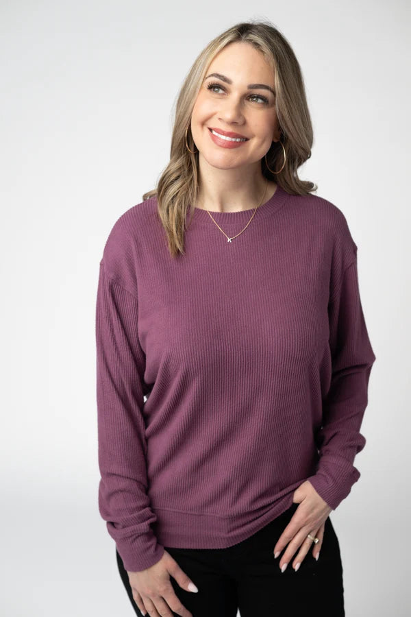 Corrine Ribbed Pullover Top - 4 Colors