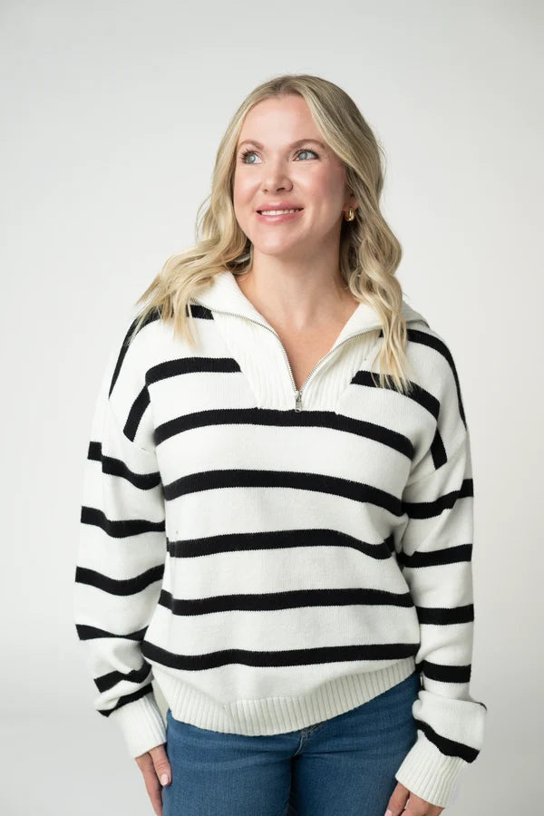 Quarter Zip Striped Pullover