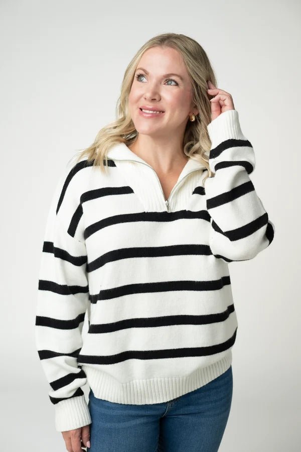 Quarter Zip Striped Pullover