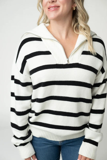 Quarter Zip Striped Pullover