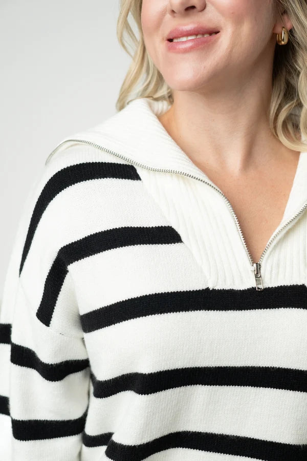 Quarter Zip Striped Pullover
