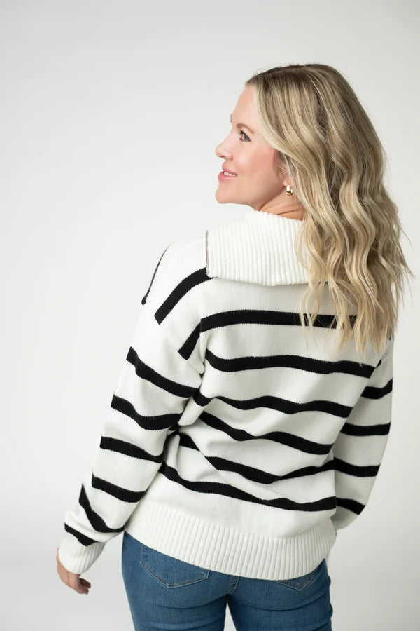 Quarter Zip Striped Pullover