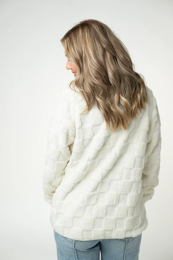 Checkered Snap Sherpa - Ivory