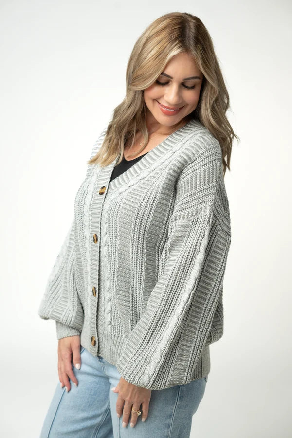 Cable Cardigan- Grey