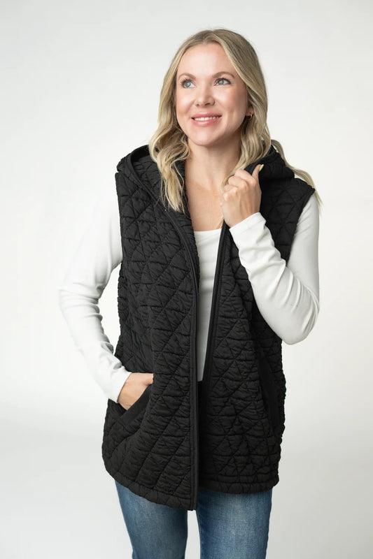 Heather Geometric Hooded Vest - 3 Colors