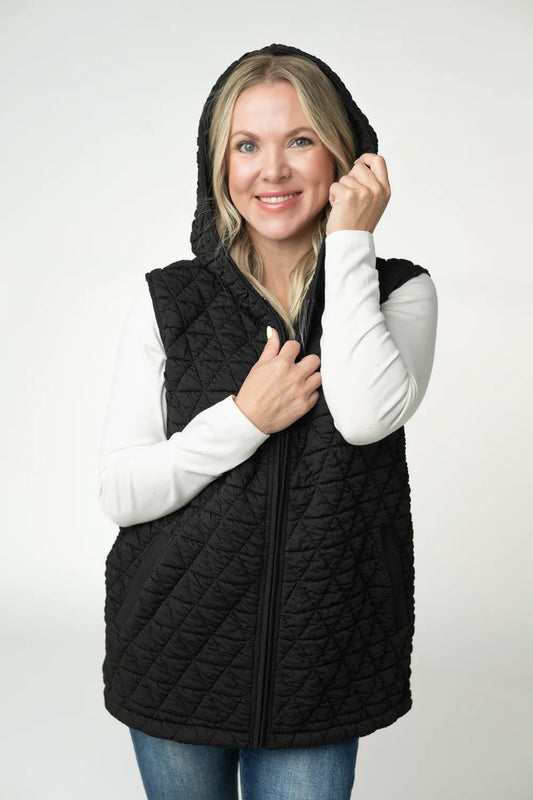 Heather Geometric Hooded Vest - 3 Colors