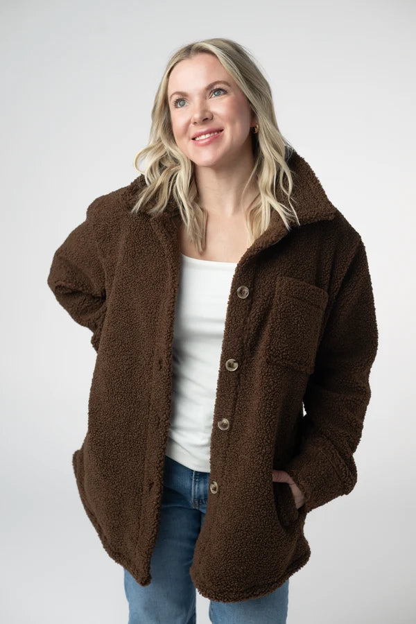 Teddy Oversized Shacket - Brown