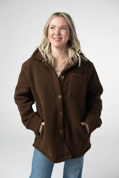 Teddy Oversized Shacket - Brown