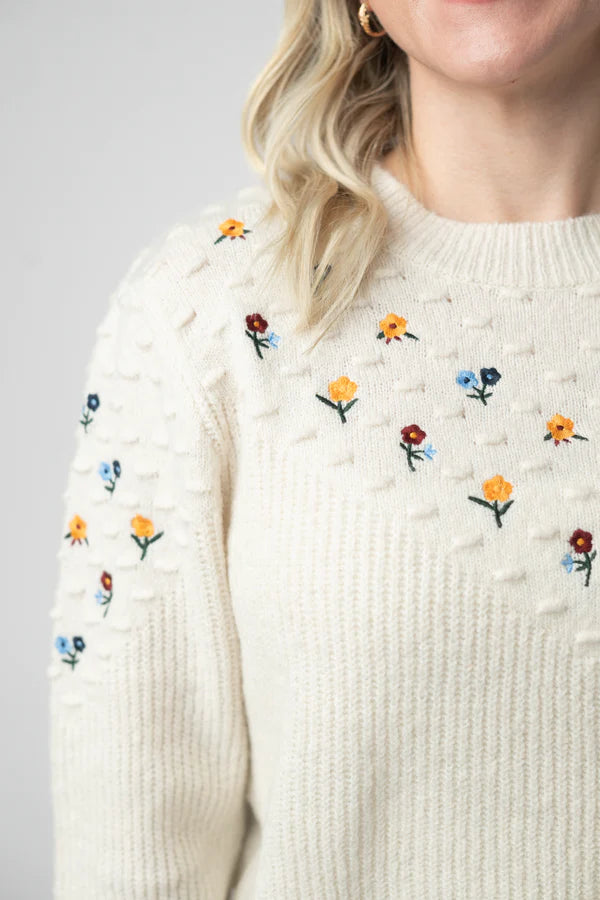 Micro Flower Sweater- Ivory