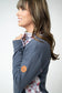 Rowan Zip Pullover - Slate Blue and Autumn Watercolor