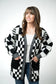 Checkered Pocket Cardigan - Black and White