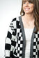 Checkered Pocket Cardigan - Black and White