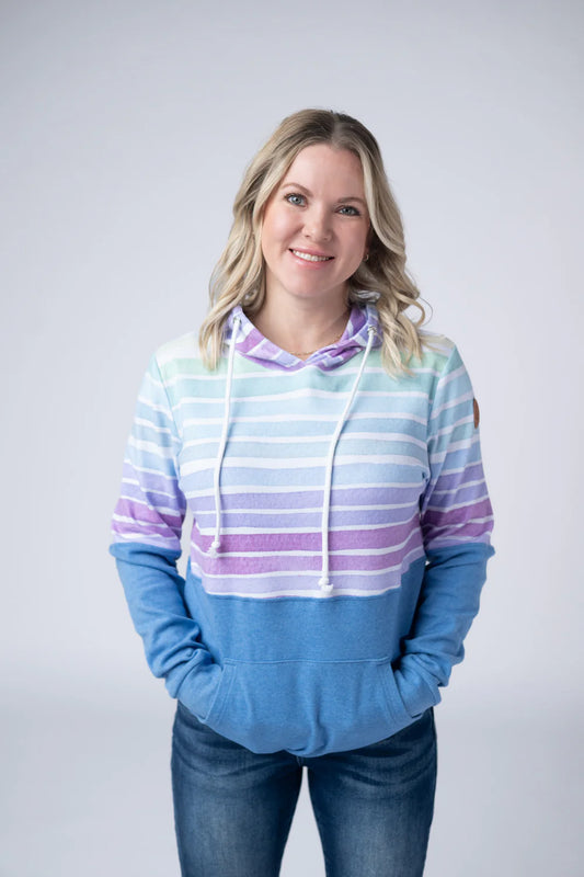 Hailey Pullover Hoodie - Rainbow Stripes *