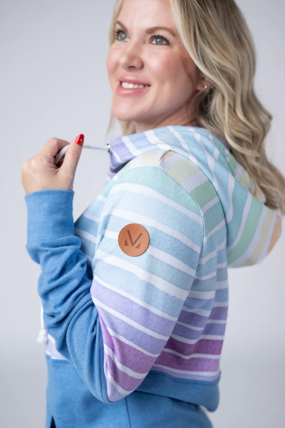 Hailey Pullover Hoodie - Rainbow Stripes *