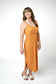 Reagan Ribbed Midi Dress - Sand and Rust Floral