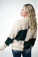 Checkered Block Sweater - Cream and Evergreen