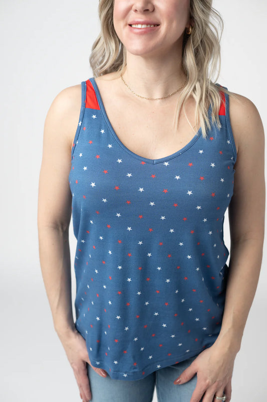 Poppy Tank - Blue Freedom Stars
