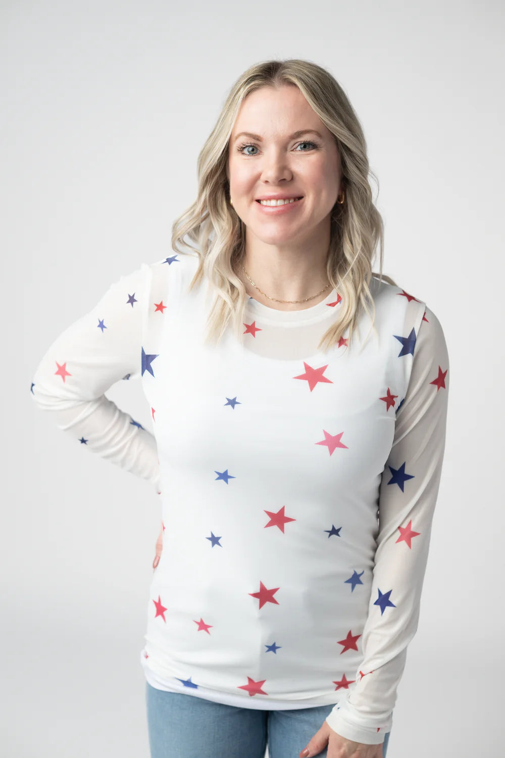 Mesh Long Sleeve Top