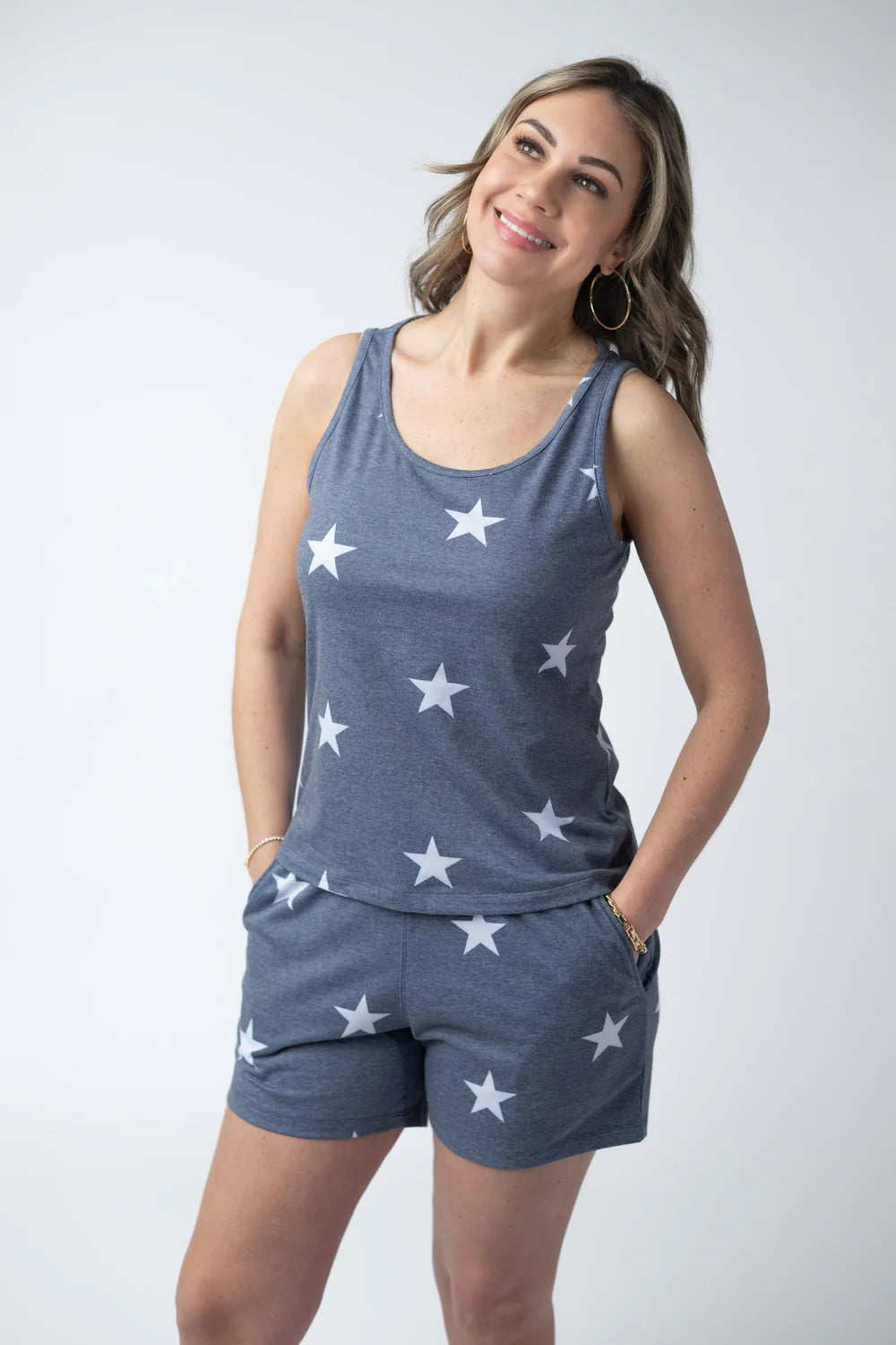 Faded Navy Stars Tank + Shorts