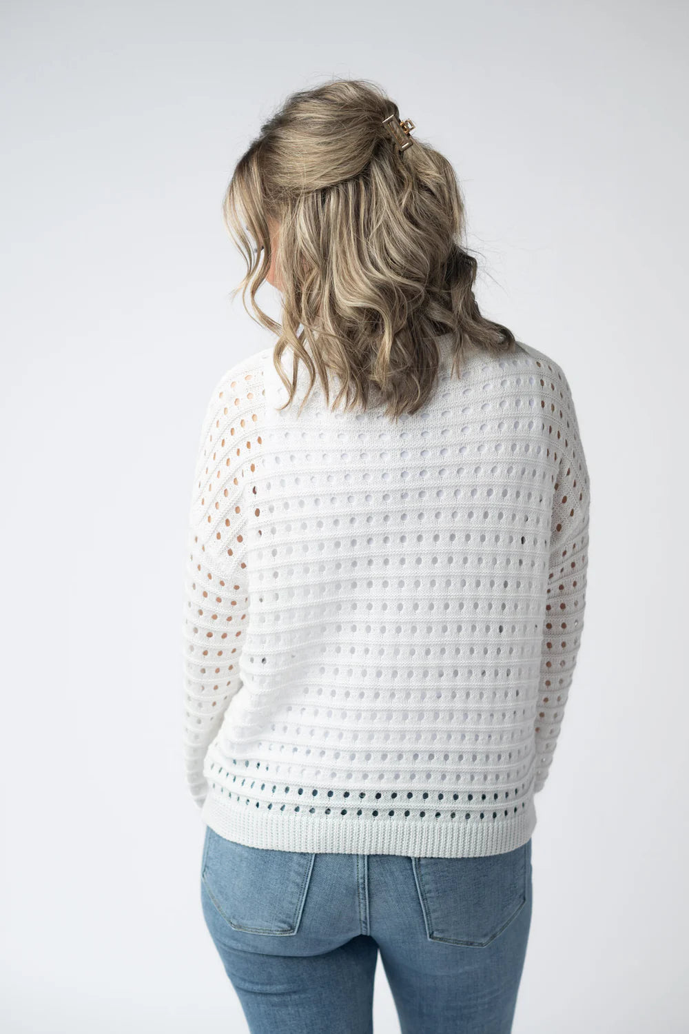 USA Sequin Flag Open Knit Pullover *