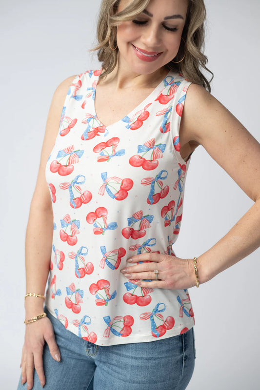 Noelle Tank - Patriotic Cherries *