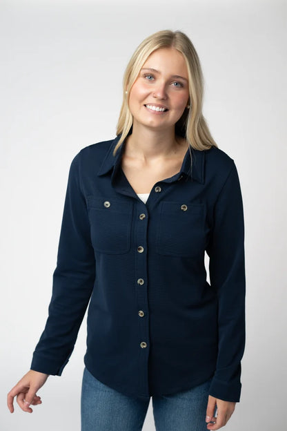 Ryleigh Ribbed Button Down - Navy
