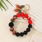 Silicone Bead Bracelet Keychain with Butterfly Charm