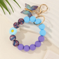 Silicone Bead Bracelet Keychain with Butterfly Charm