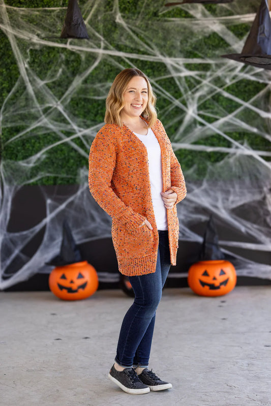 Carly Confetti Dot Cardigan - Pumpkin