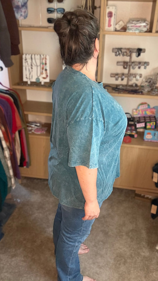 Acid Wash Oversized Boyfriend Tee - 2 Colors