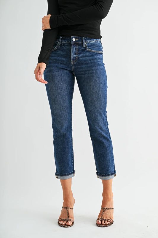 The Aspen Mid Rise Straight Crop Jeans