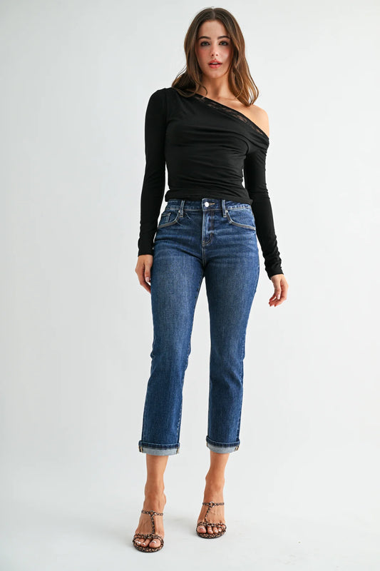 The Aspen Mid Rise Straight Crop Jeans