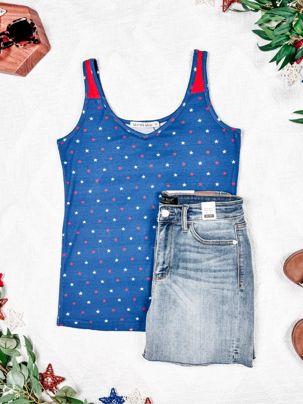 Poppy Tank - Blue Freedom Stars