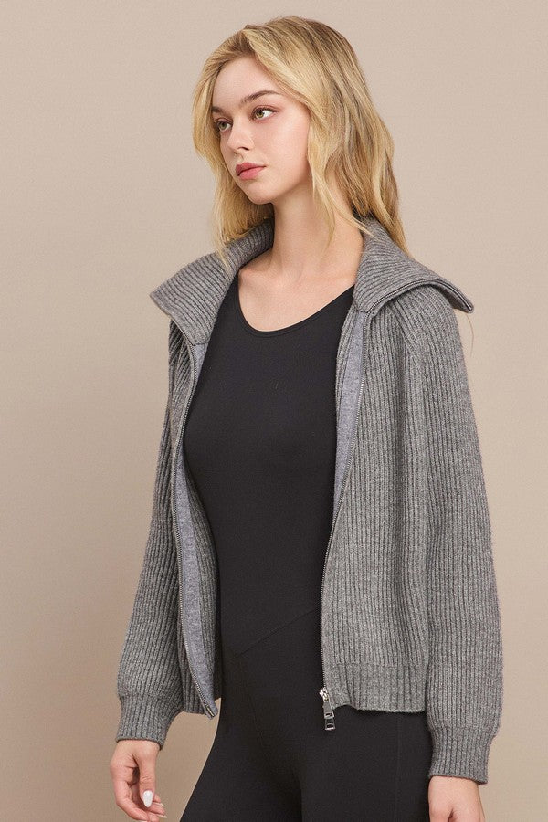 Luxe Funnel Neck Zip Cardigan