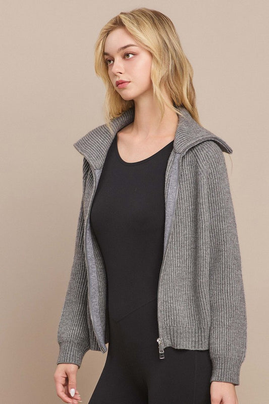 Luxe Funnel Neck Zip Cardigan